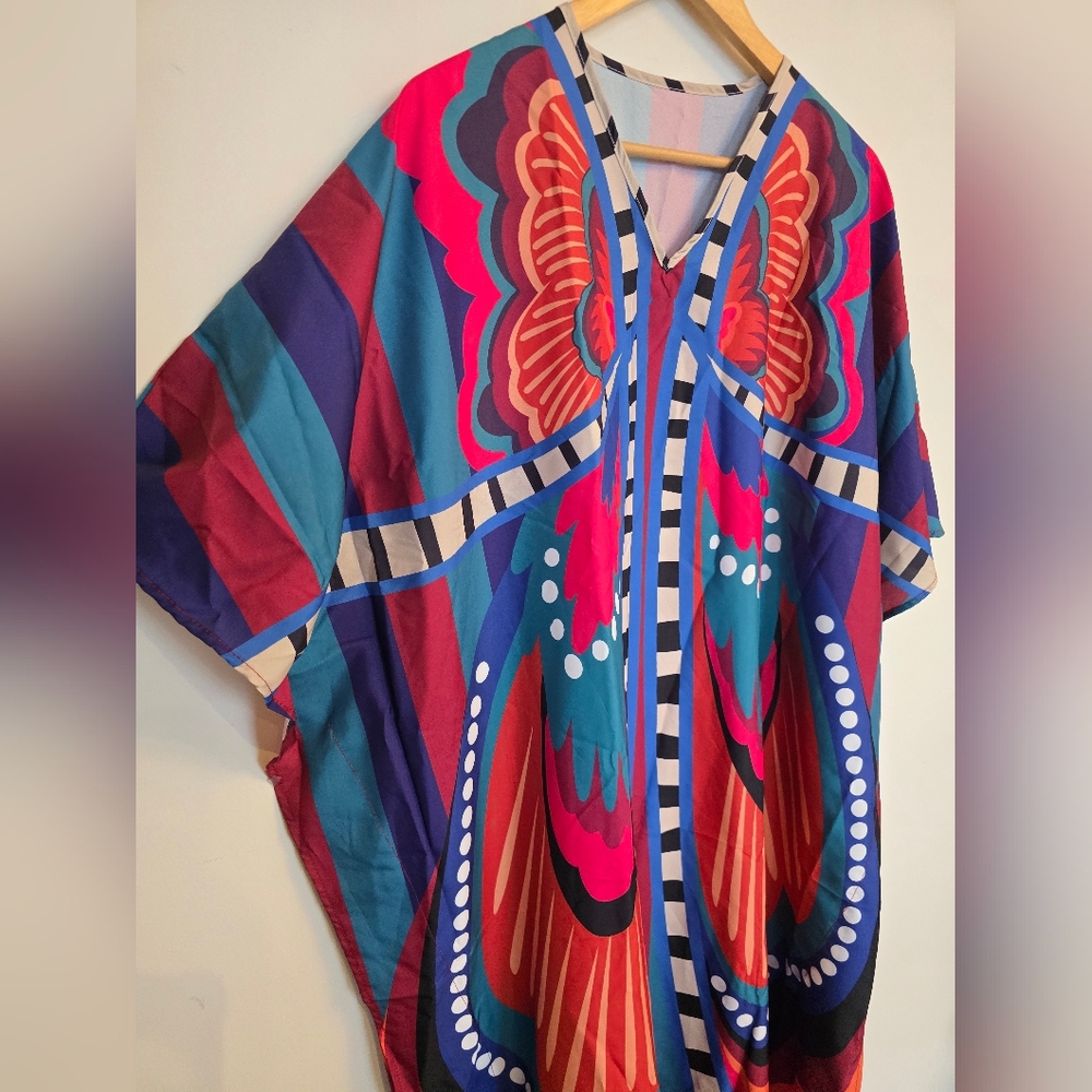Printed Kaftan Cover Up Dress